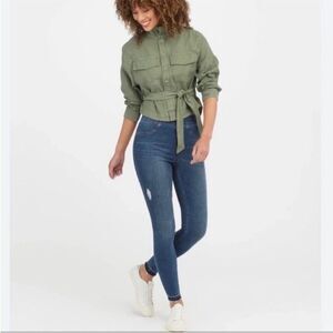 SPANX Womens Size Small Distressed Ankle Skinny Jeans Medium Wash